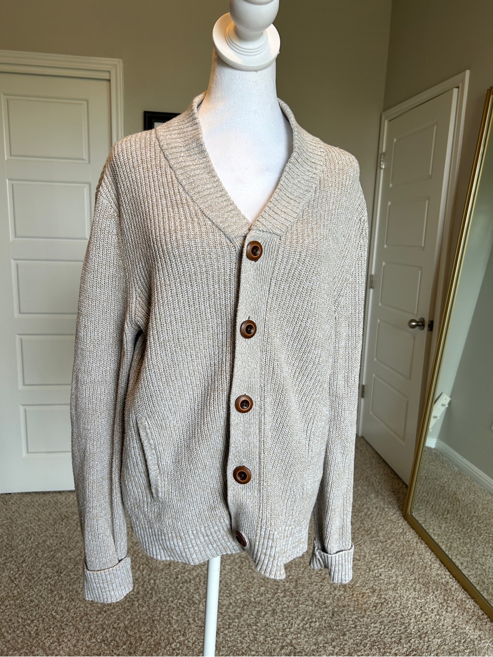 Express Classic Ribbed Shawl Neck Cardigan Sweater Grandpa Men’s Size S